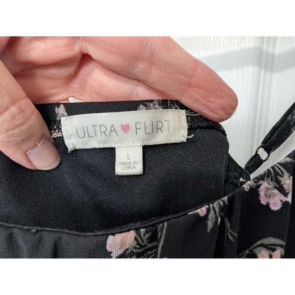 Y2K Coquette Ditsy Floral Babydoll Mini Dress Black L Feminine fairycore - Picture 5 of 12